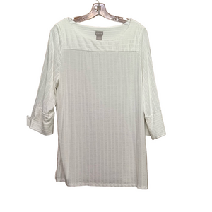 Chico's Cream Ribbed Cuffed Sleeve Blouse Size 2